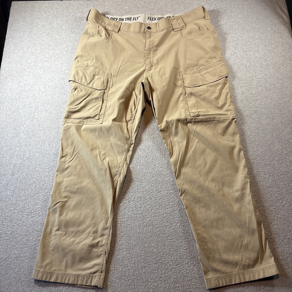 Duluth Trading Flex Dry On The Fly Men's 44x32 Cargo Nylon Beige Pants Hiking